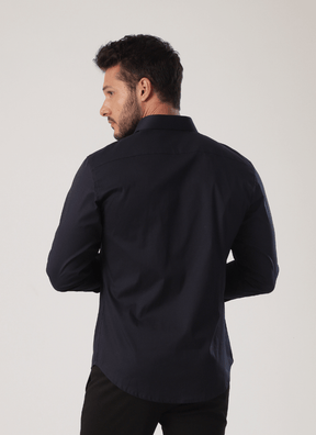 Camisa Masculina Social Manga Longa Marinho