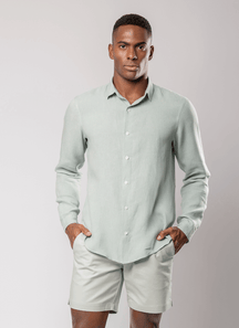 Camisa Masculina Linho Manga Longa Verde