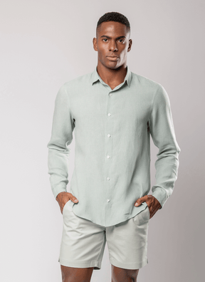 Camisa Masculina Linho Manga Longa Verde