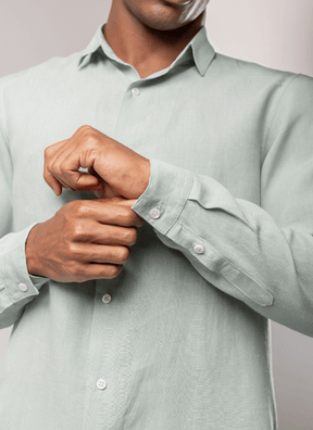 Camisa Masculina Linho Manga Longa Verde