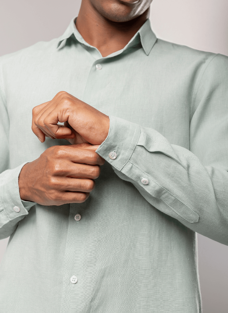 Camisa Masculina Linho Manga Longa Verde