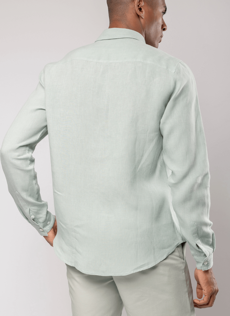 Camisa Masculina Linho Manga Longa Verde