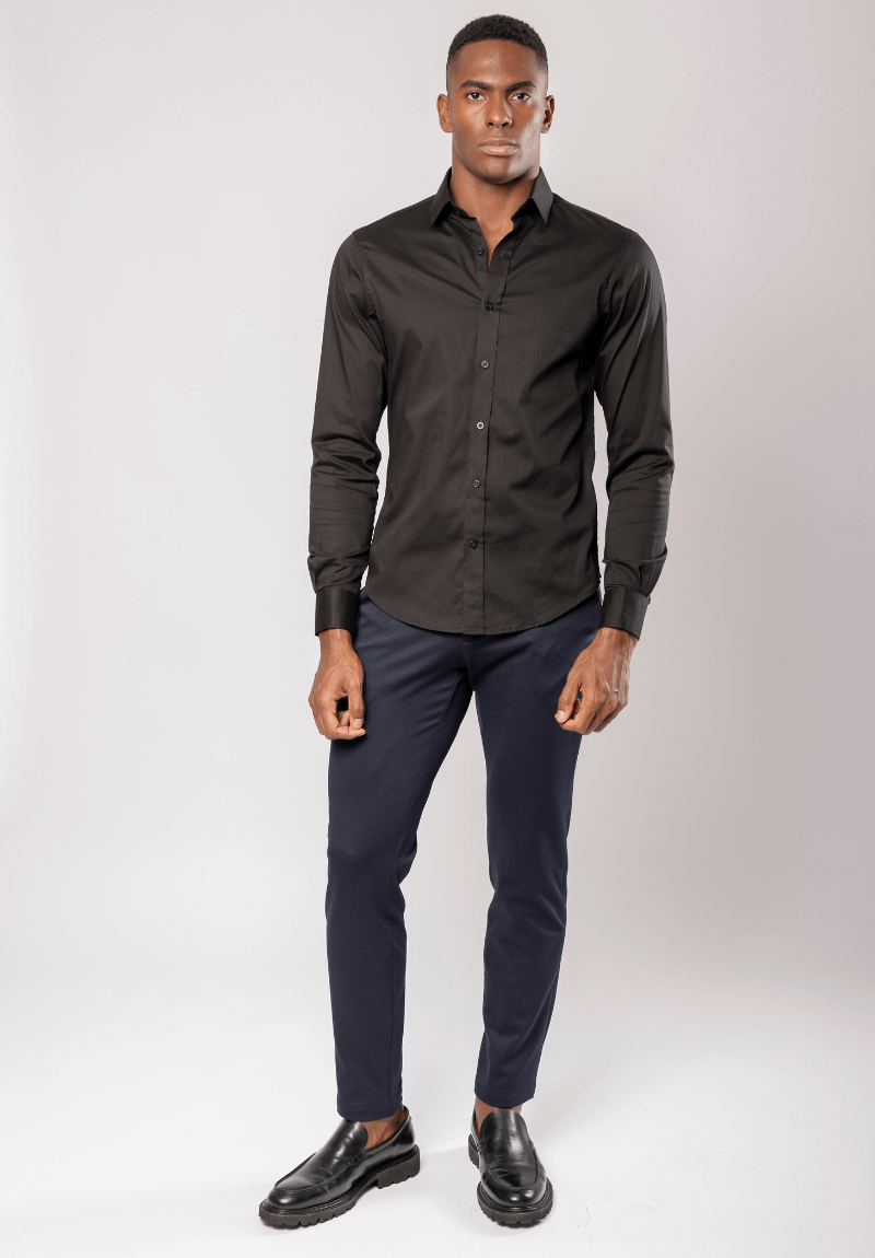 Camisa Masculina Social Manga Longa Preta