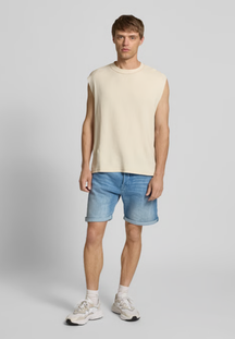 Bermuda Jeans Masculina de Corte Reto com 5 Bolsos Azul