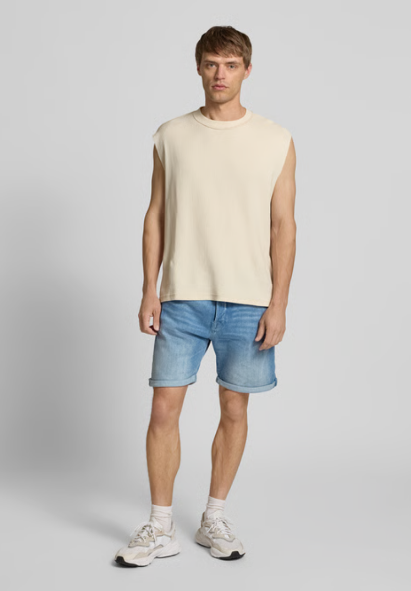 Bermuda Jeans Masculina de Corte Reto com 5 Bolsos Azul