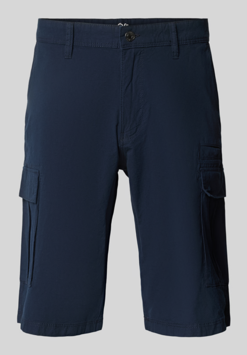 Bermuda Cargo Masculina de Corte Relaxado em Algodão e Elastano Azul-Marinho