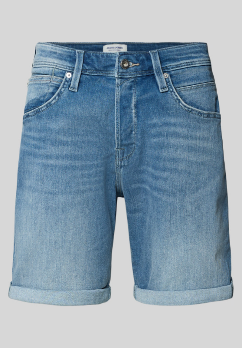 Bermuda Jeans Masculina de Corte Reto com 5 Bolsos Azul