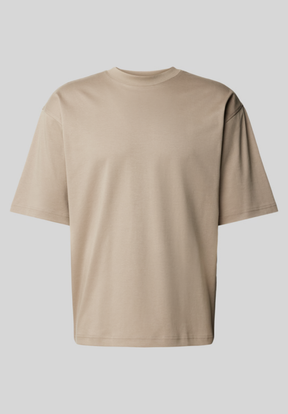 T-shirt Masculina com Gola Redonda Canelada Marrom