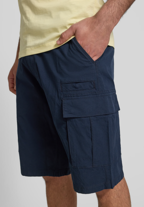 Bermuda Cargo Masculina de Corte Relaxado em Algodão e Elastano Azul-Marinho