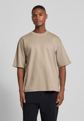 T-shirt Masculina com Gola Redonda Canelada Marrom