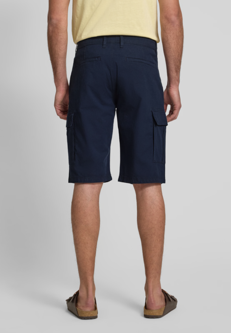 Bermuda Cargo Masculina de Corte Relaxado em Algodão e Elastano Azul-Marinho